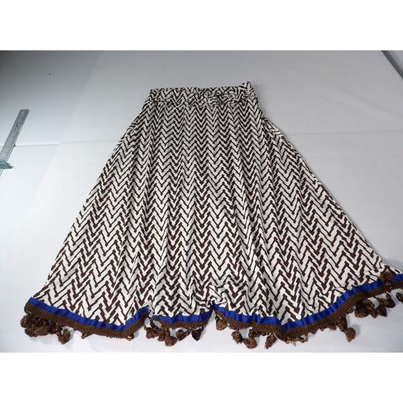 Robert Louis Maxi Skirt Petite Large PL Boho Hippie Geometric Faux Belt Tassels - Picture 6 of 14
